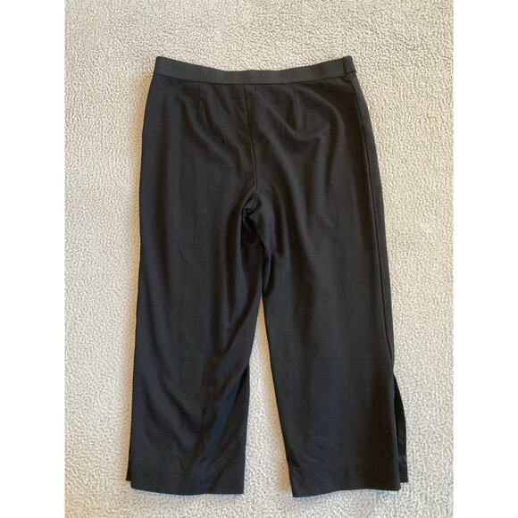 Chicos Pants 12 Large Crop Straight Leg Capri Zip Stretch Black Gold Minimal 2 - Picture 4 of 13